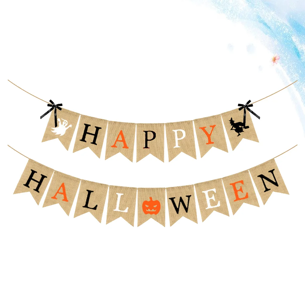 

Banner Sign Decor Banners Happy Bunting Party Hanging Signs Porch Outside Supplies Door Patry Home Decoration Pumpkin Flag