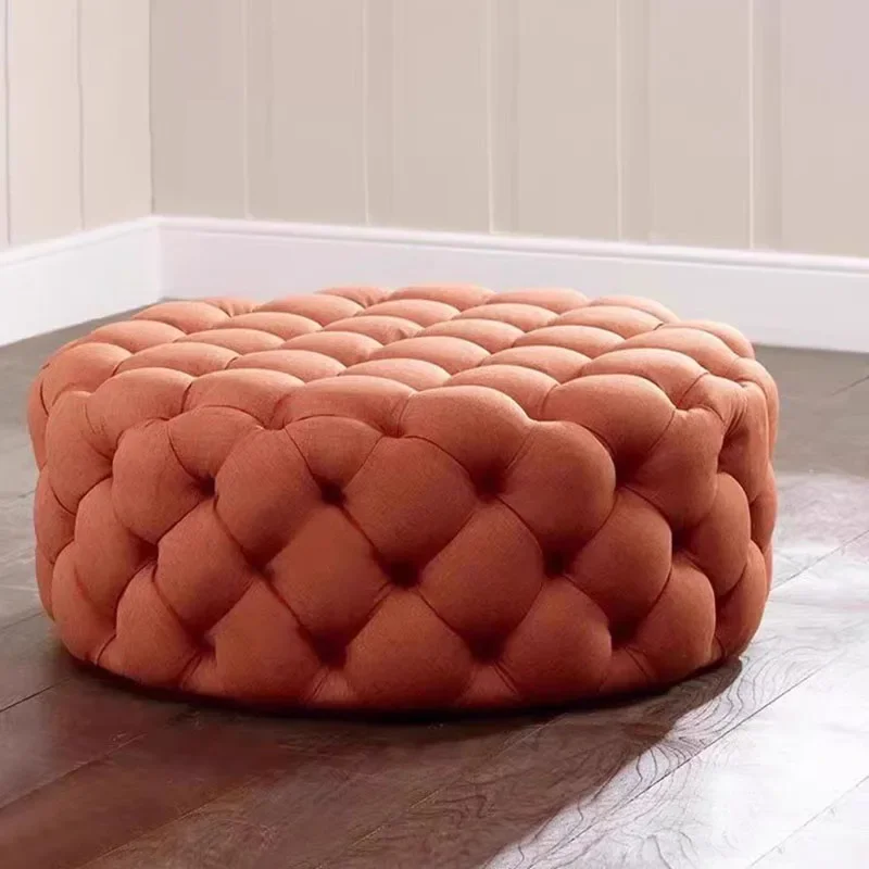 Синий бархатный табурет для спальни круглый модный современный компактный диван