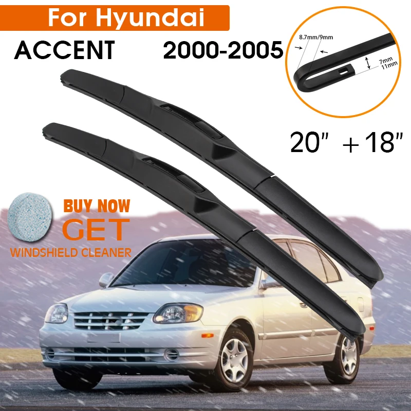 Car Wiper Blade For Hyundai ACCENT 2000-2005 Windshield Rubber Silicon Refill Front Window Wiper 20