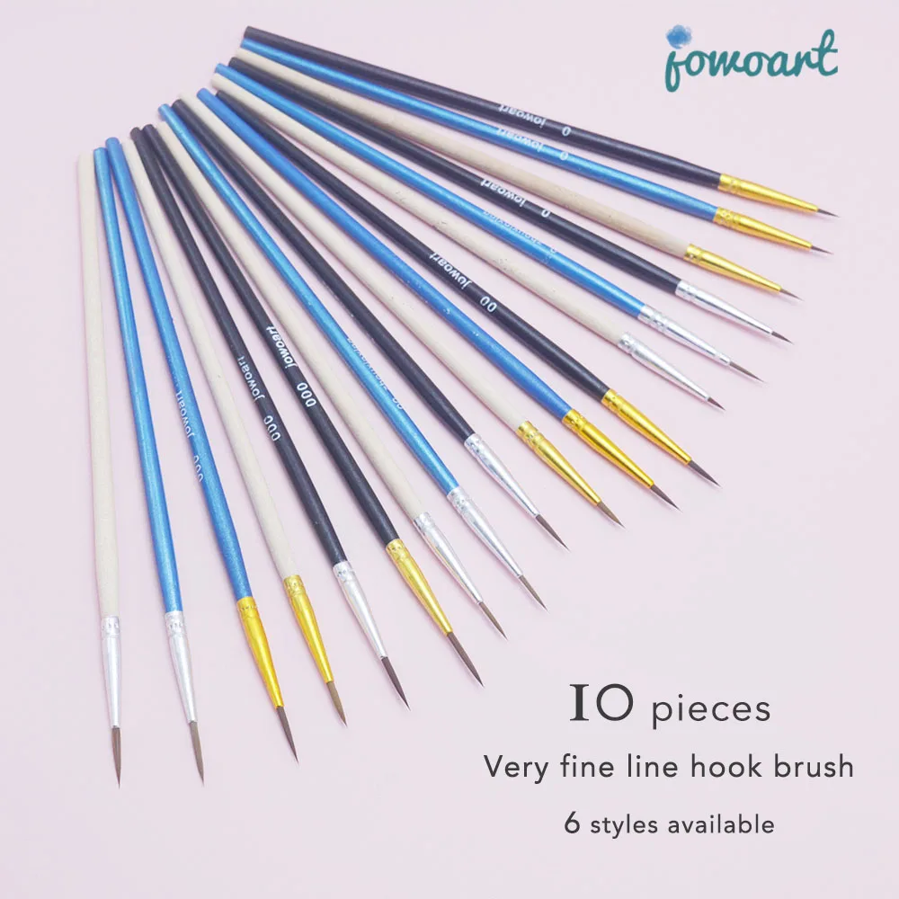 10Pcs/Set Fine Hand-painted Thin Hook Line Pen Short Wood Rod Drawing Art Pen Paint Brush Art Supplies Nylon Brush Special Offer