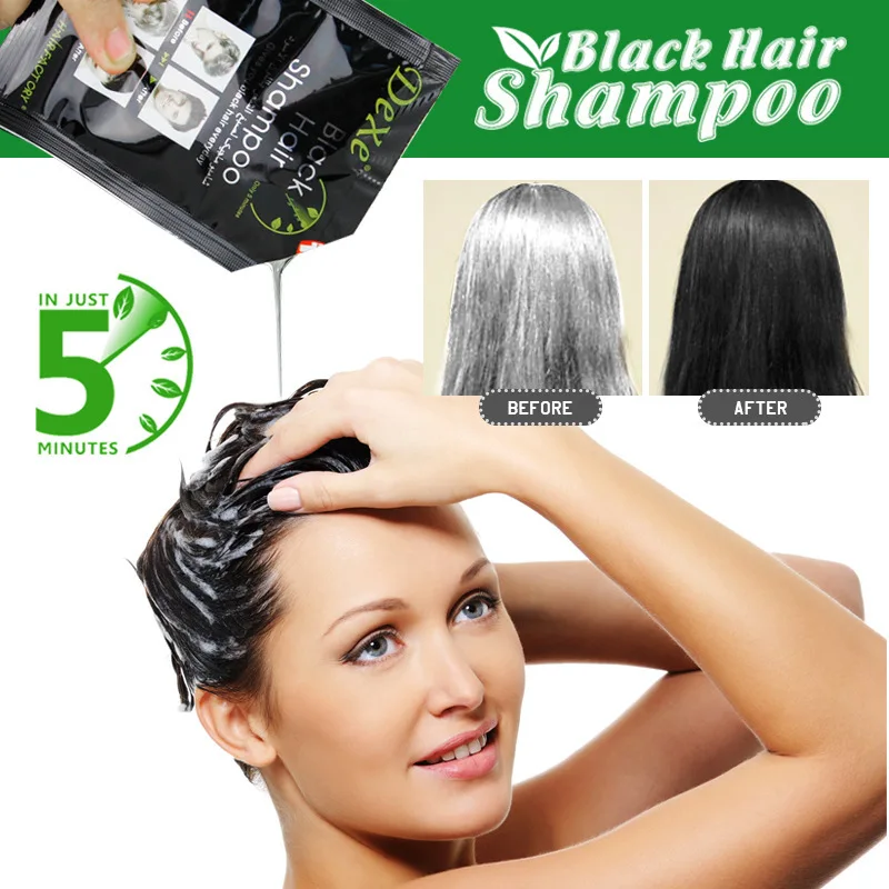 DEXE Black Hair Shampoo 5 Mins Dye Hair Into Dark brown Herb Natural Faster Black Hair Restore Colorant Shampoo and Treatment