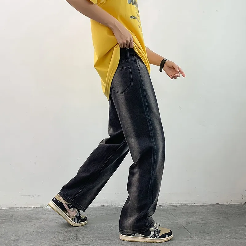 Blue/Black Baggy Jeans Men Fashion Casual Straight Jeans Men Streetwear Hip Hop Loose Wide Leg Denim Pants Mens Trousers S-2XL