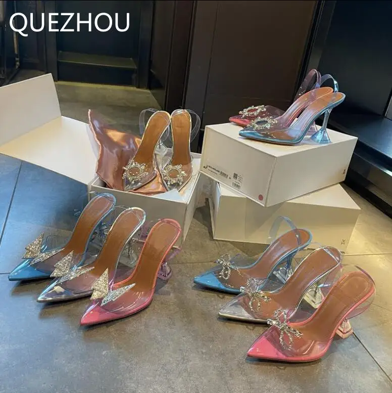 

Дизайнерские мягкие блестящие туфли-лодочки зеленого и синего цвета с ремешком на пятке, летняя обувь на высоком каблуке, свадебные туфли д...