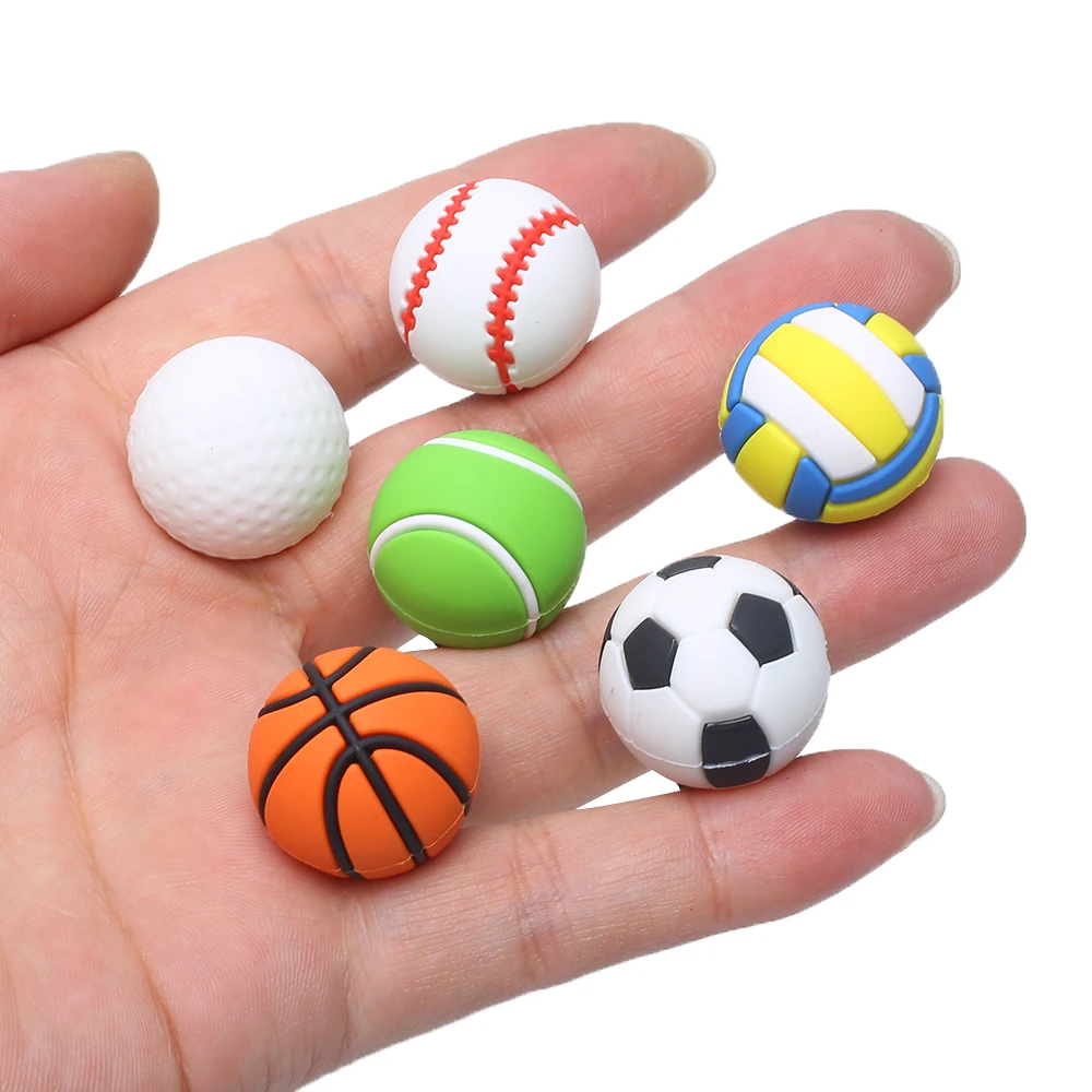3D Basketball Football Volleyball Tennis Golf Rugby Croc Shoe Charms Funny Garden Accessories Buckle Fit Clogs Sandals Decorate