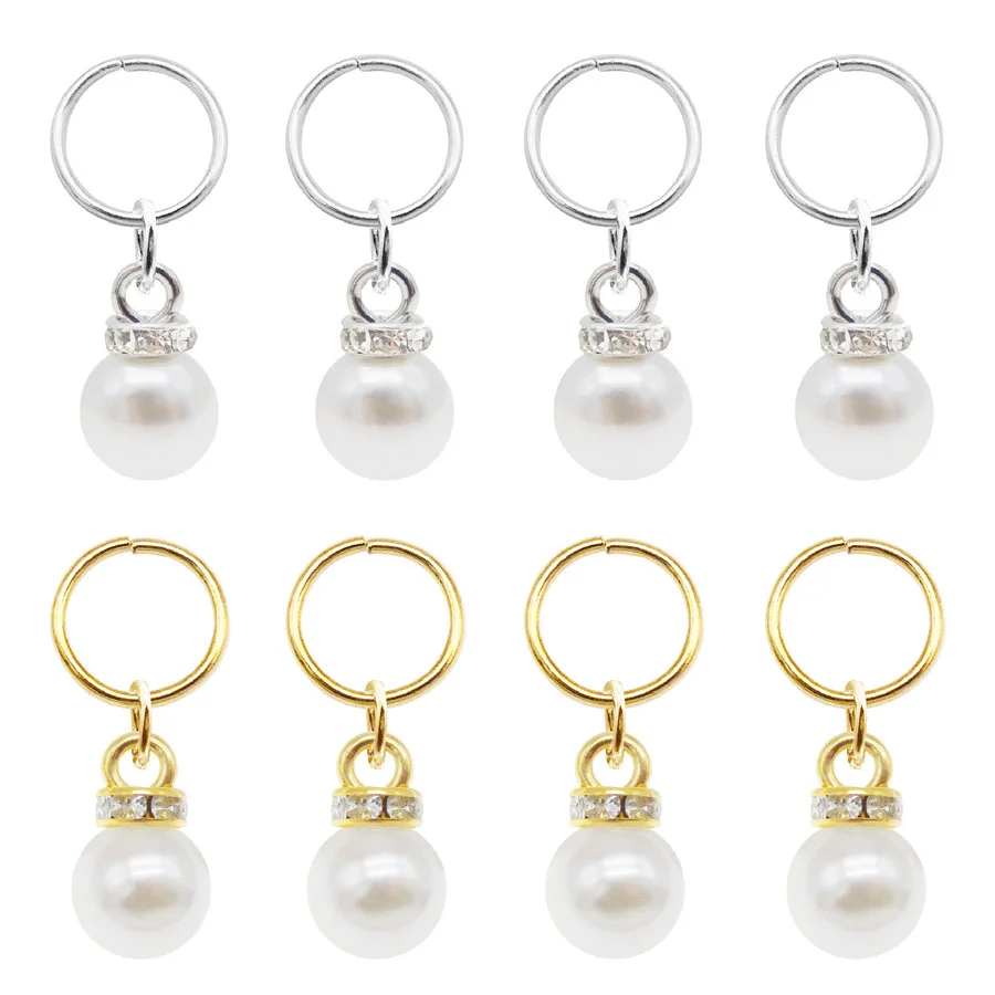 

20PCS White Plastic Pearl Bead Charms With Rings Dreadlock Braid Findings Jewelry Making Handmade Accessory Hair Decor Headdress