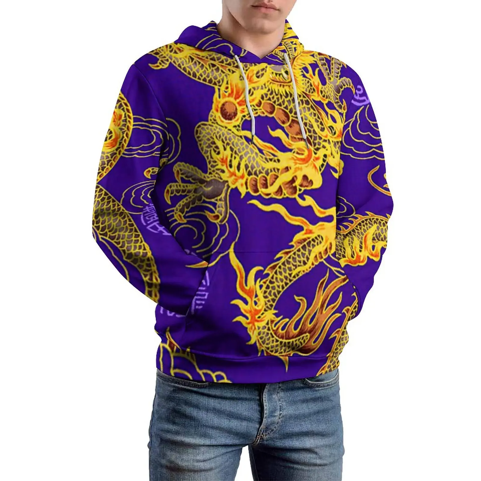 

Chinese Emperor Dragon Casual Hoodies Unisex Dragons Art Print Street Wear Hoodie Winter Long-Sleeve Y2k Graphic Big Size 5XL