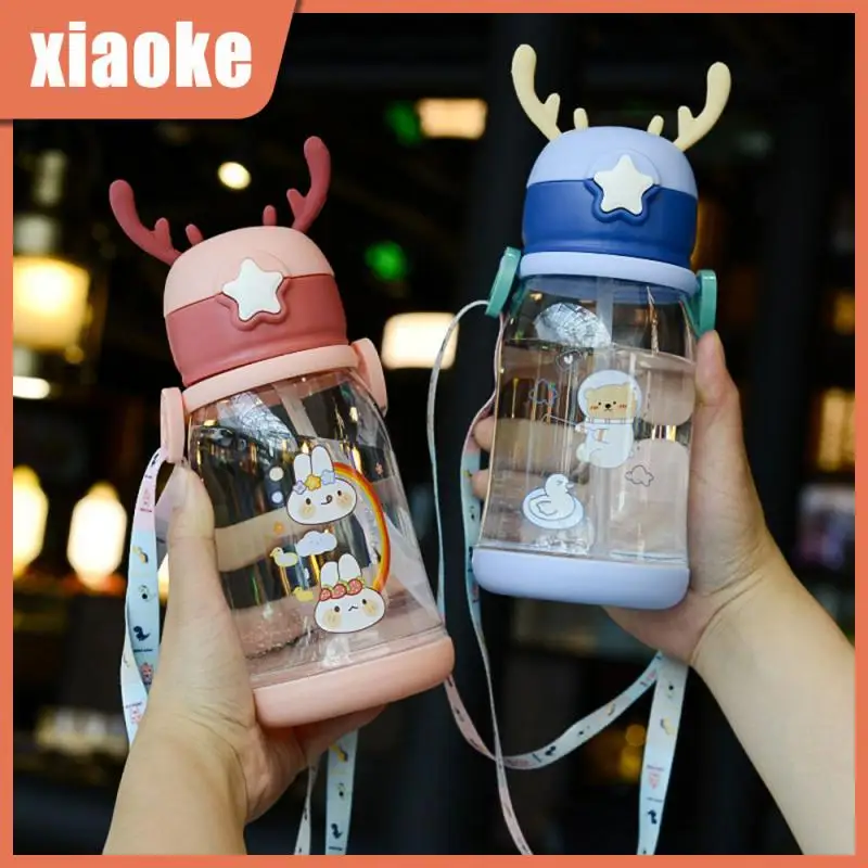 

Cartoon Suction Cup Large Capacity Plastic Pp Straw Cup Creative Simplicity Cute Mini Childrens Cup Drinkware Plastic Water Cup