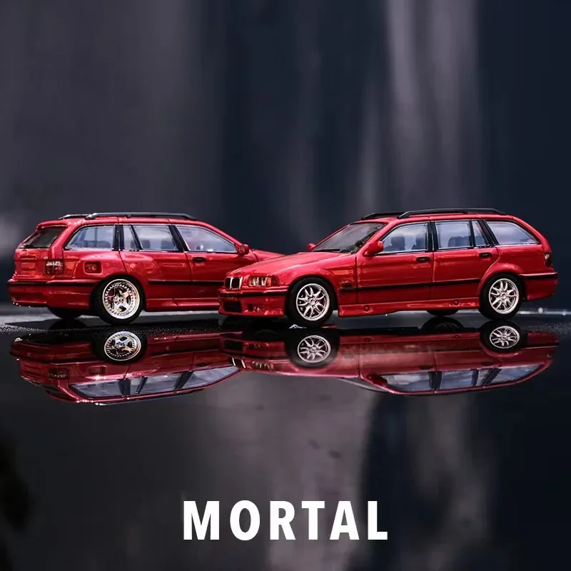 Модель автомобиля из белого/Красного литья под давлением Mortal 1:64 E36 Touring
