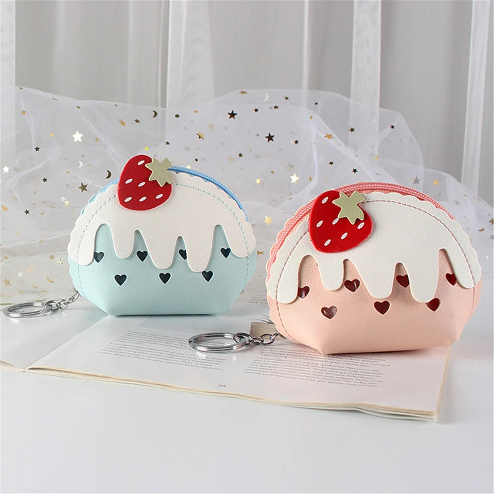 

Cute Strawberry Mini Coin Purses PU Leather Small s Card Holder Ice Cream Money Bag Girls Zipper Clutch Handbag Kids Gifts