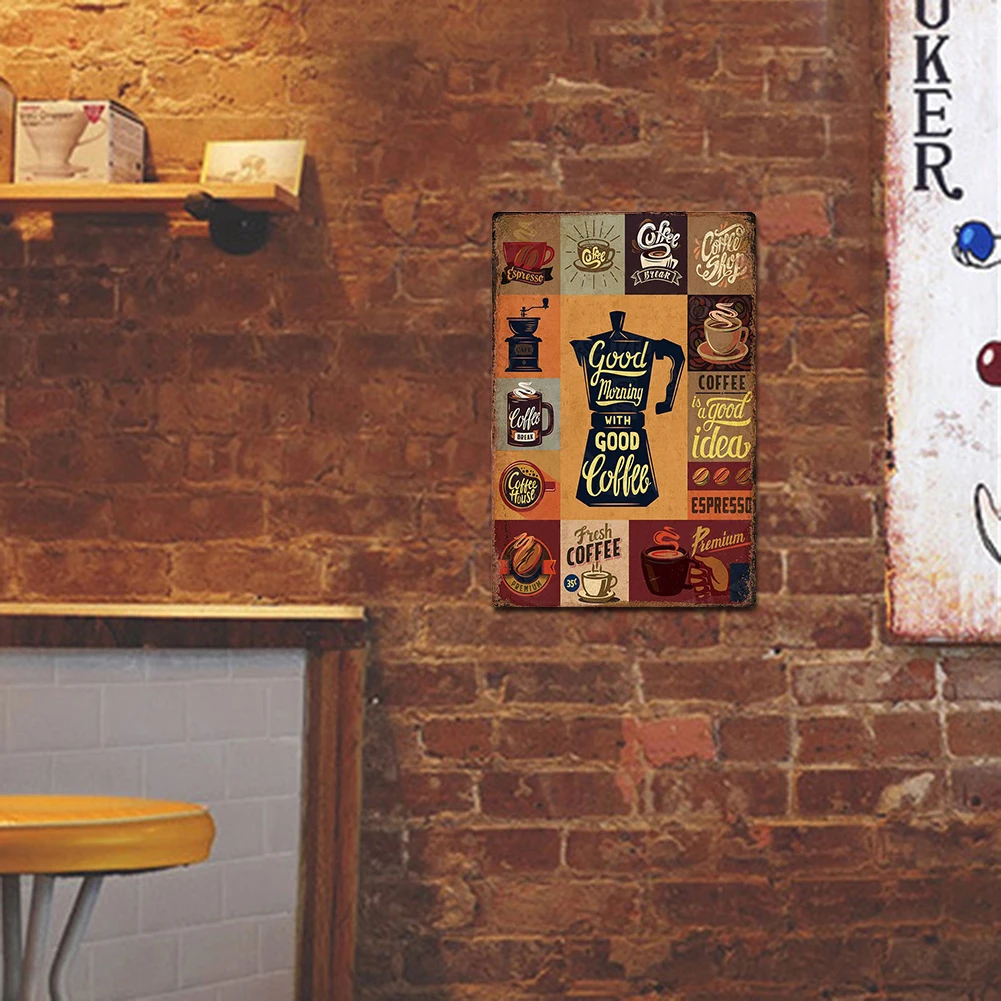 

Coffee Tin Plate Vintage Metal Sign Home Decor Wall Art Cafe Iron Painting Vintage Bar Wall Art Poster for Home