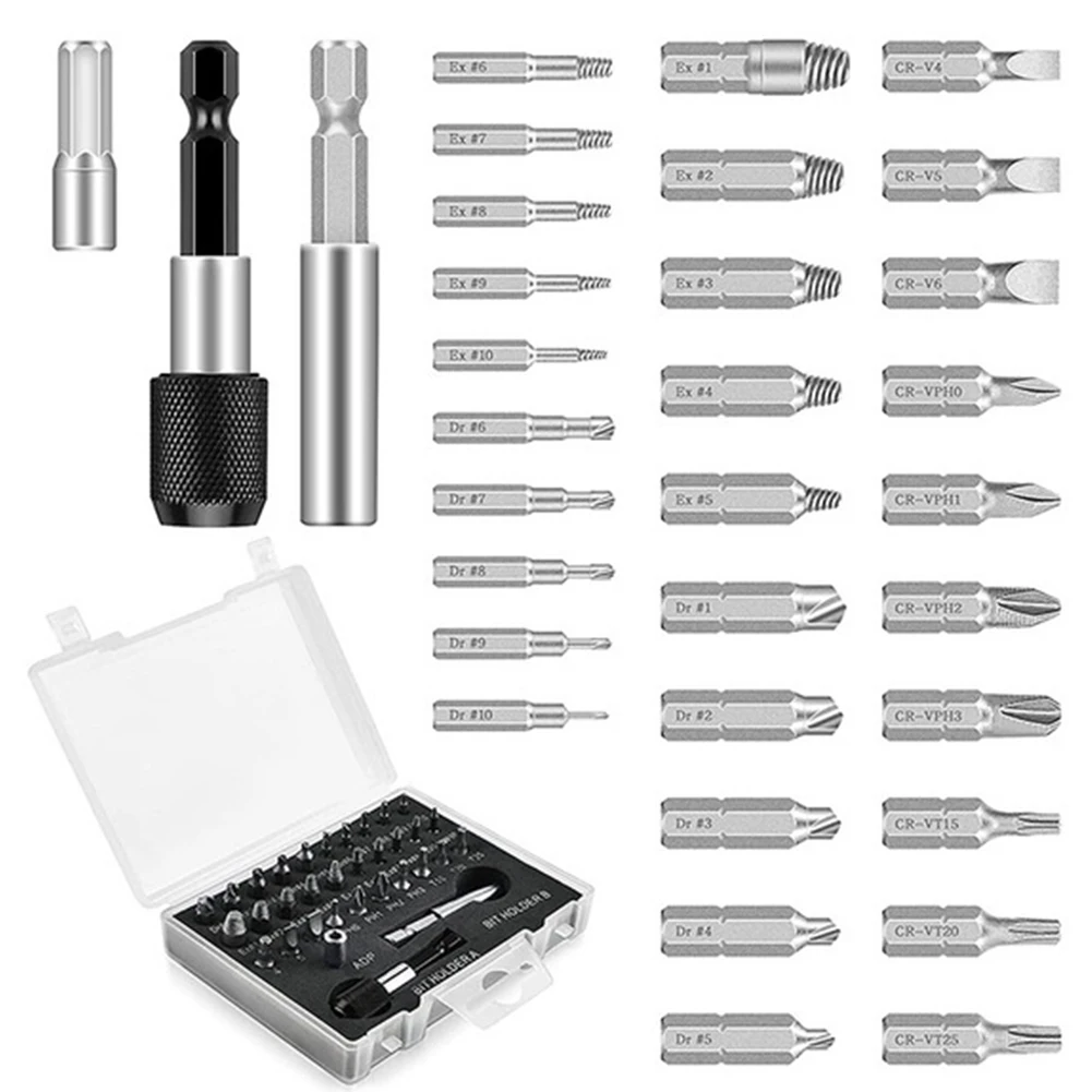 

33 Pcs Screw Extractor Drill Bit Set Broken Screws Take Out Bolt Remover Screws Carpentry Repair Professional Hand Tools