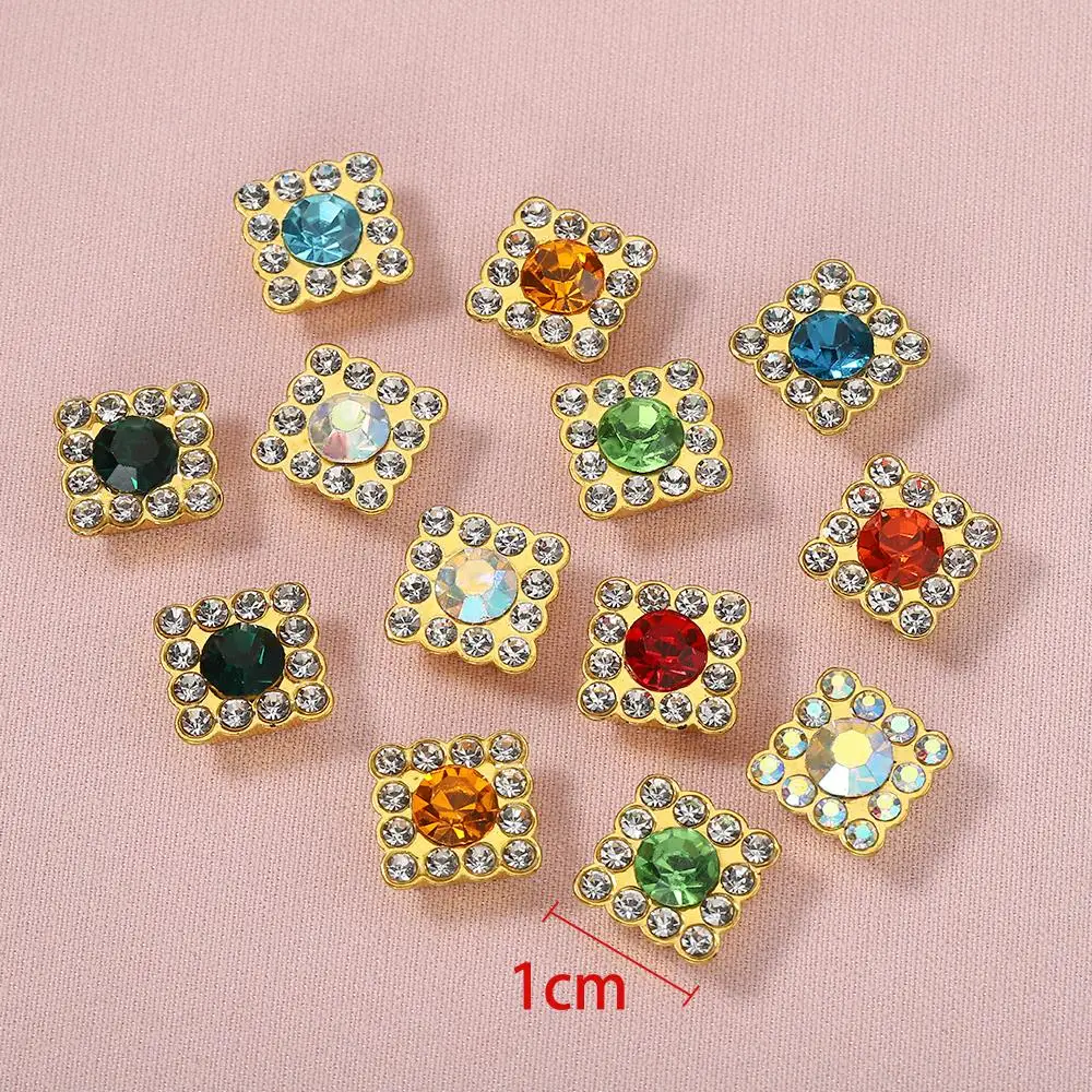 100pcs 10mm Square Rhinestone Cabochon Loose Bead for DIY Jewelry Making Crystal Headband Patch Handmade Needdlework Accessories