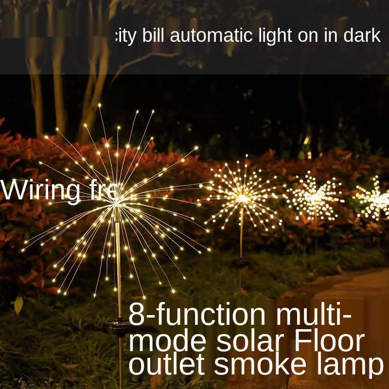 

90/120/150LED Solar Light Outdoor Grass Globe Dandelion Waterproof Flash String Lights Lawn Firework Lamp Garden Christmas Decor