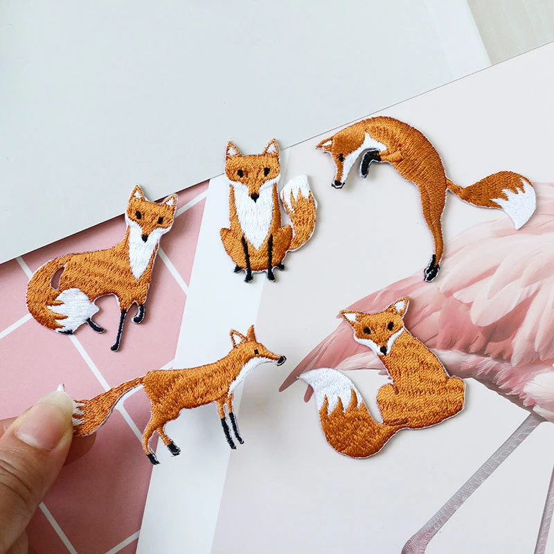 

Cute Fox Embroidery Patch Iron On Clothes Repair Patches DIY Handmade Craft Phone Case Accessories Sewing Supplies High Quality