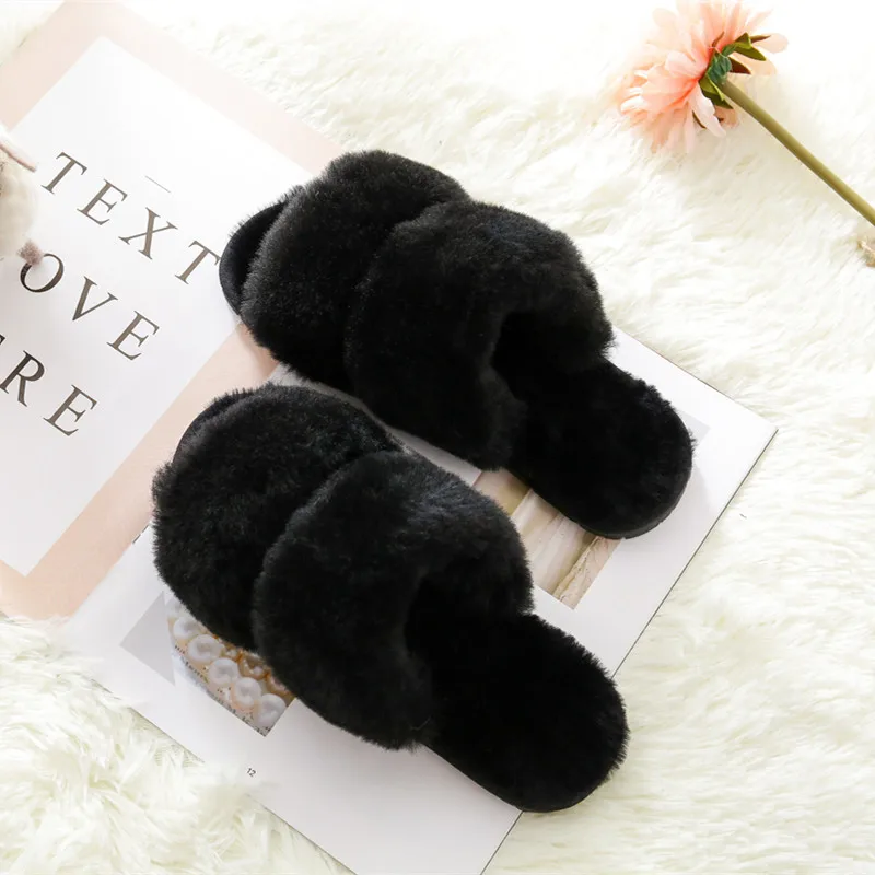 Модные домашние тапочки из натуральной овчины зимние женские меховые шерстяные