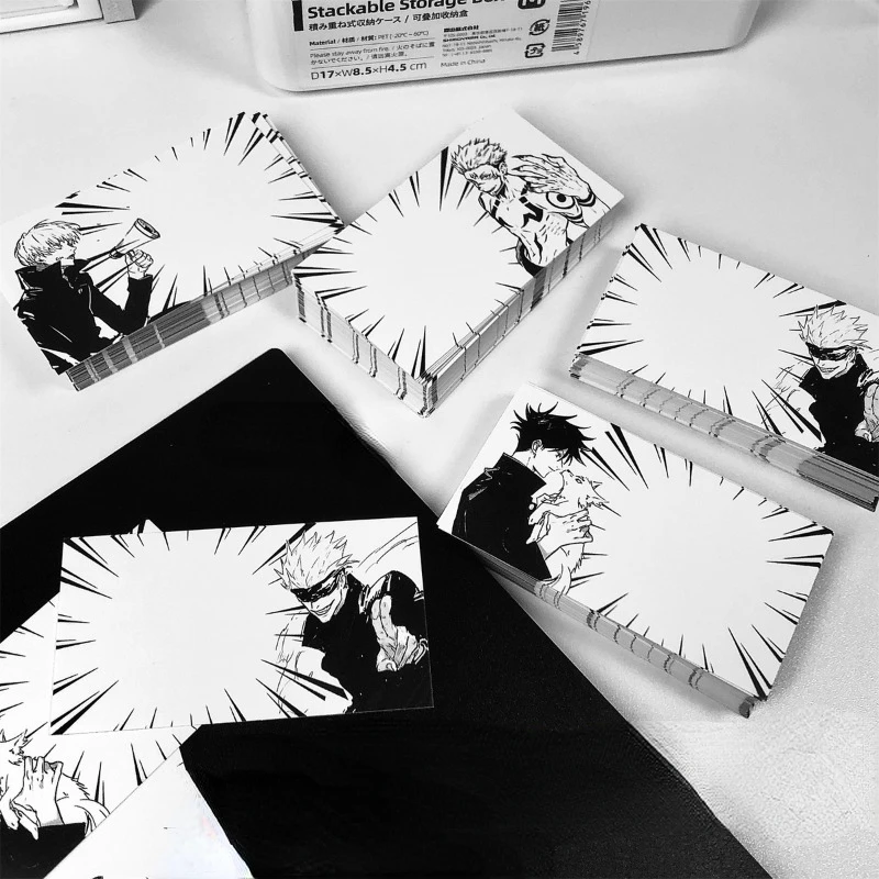 

Jujutsu Kaisen Leave Message Memo Pad Stickers Gojo Satoru Fushiguro Megumi Black White Manga Style Sticker Anime Stationery