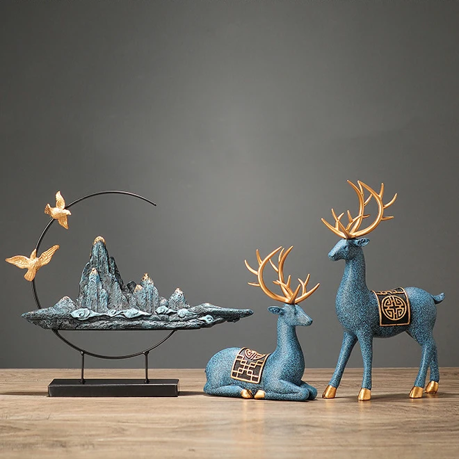 

Figurine Decorative Resin elk statue for home decorations European Creative wedding gift animal Figurine home decor sculptu
