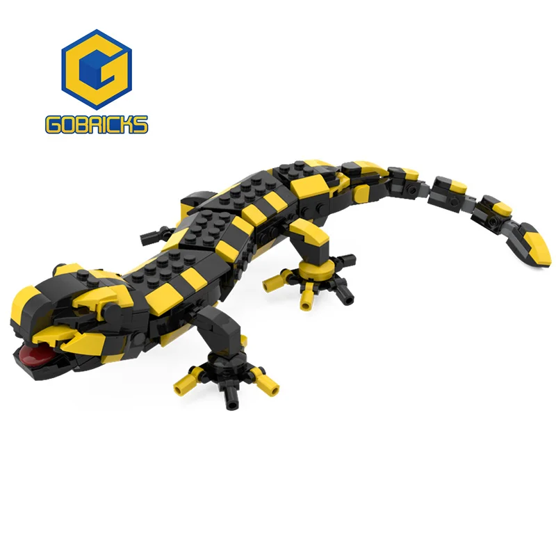 

Gobrick MOC огненная саламандра, набор строительных блоков, популярная рептилия, цвет, маленький динозавр, идея для животных, кирпичи, игрушки для детей, подарки
