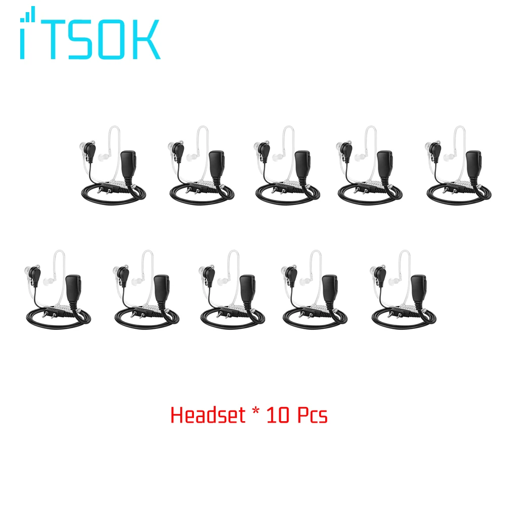 10Pcs 2 Pin PTT MIC Headset Covert Acoustic Tube In-ear Earpiece For Kenwood TYT Baofeng UV-5R BF-888S CB Radio Accessories