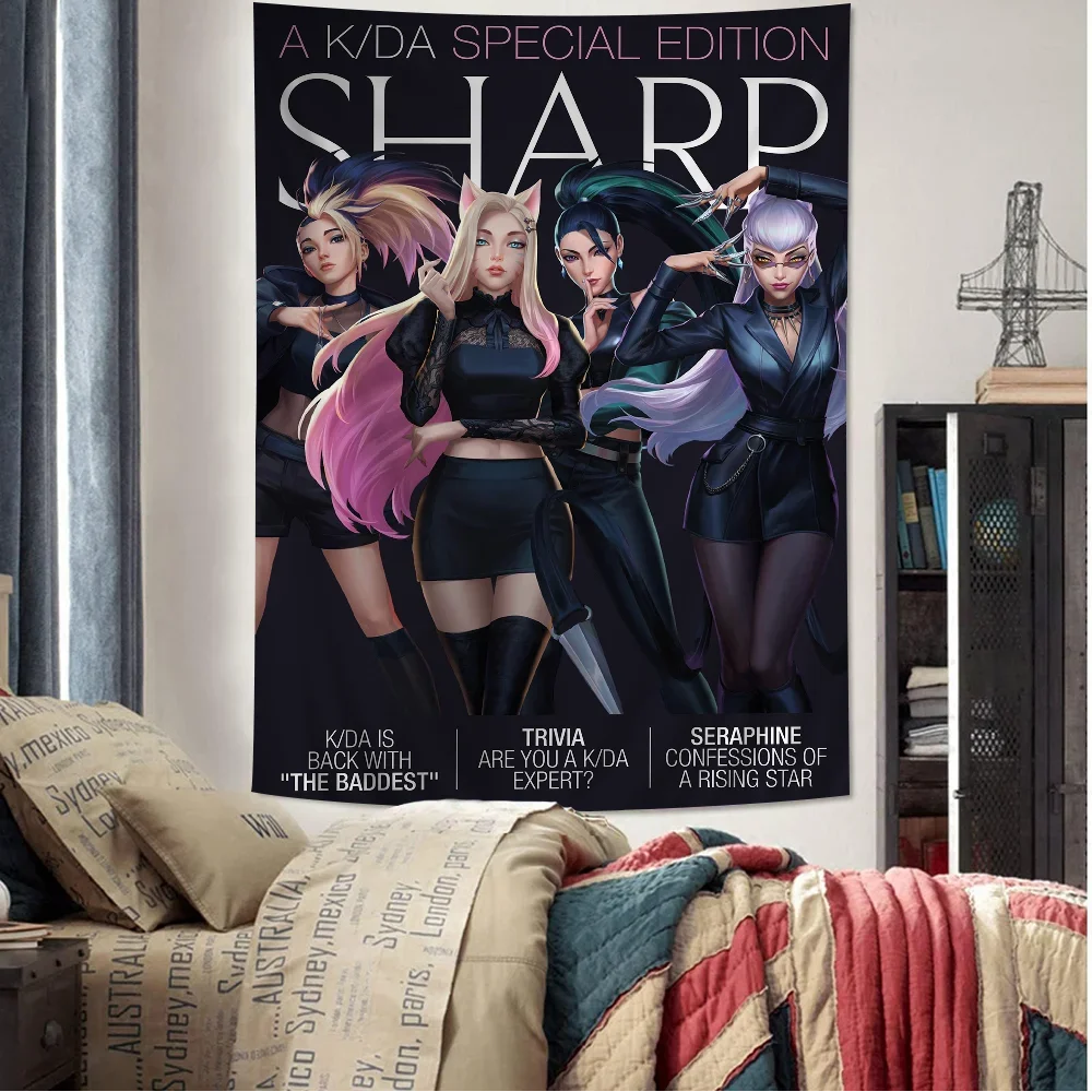 L-LOL-KDA Kaisa Ahri Akali Аниме Гобелен Богемный Настенный Декор Индийский Дизайн Будды