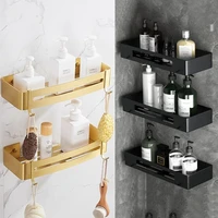 bathroom storage no drilll aluminum organizers shelf toilet wall mounted holder with hooks multifunctional bathroom accessories