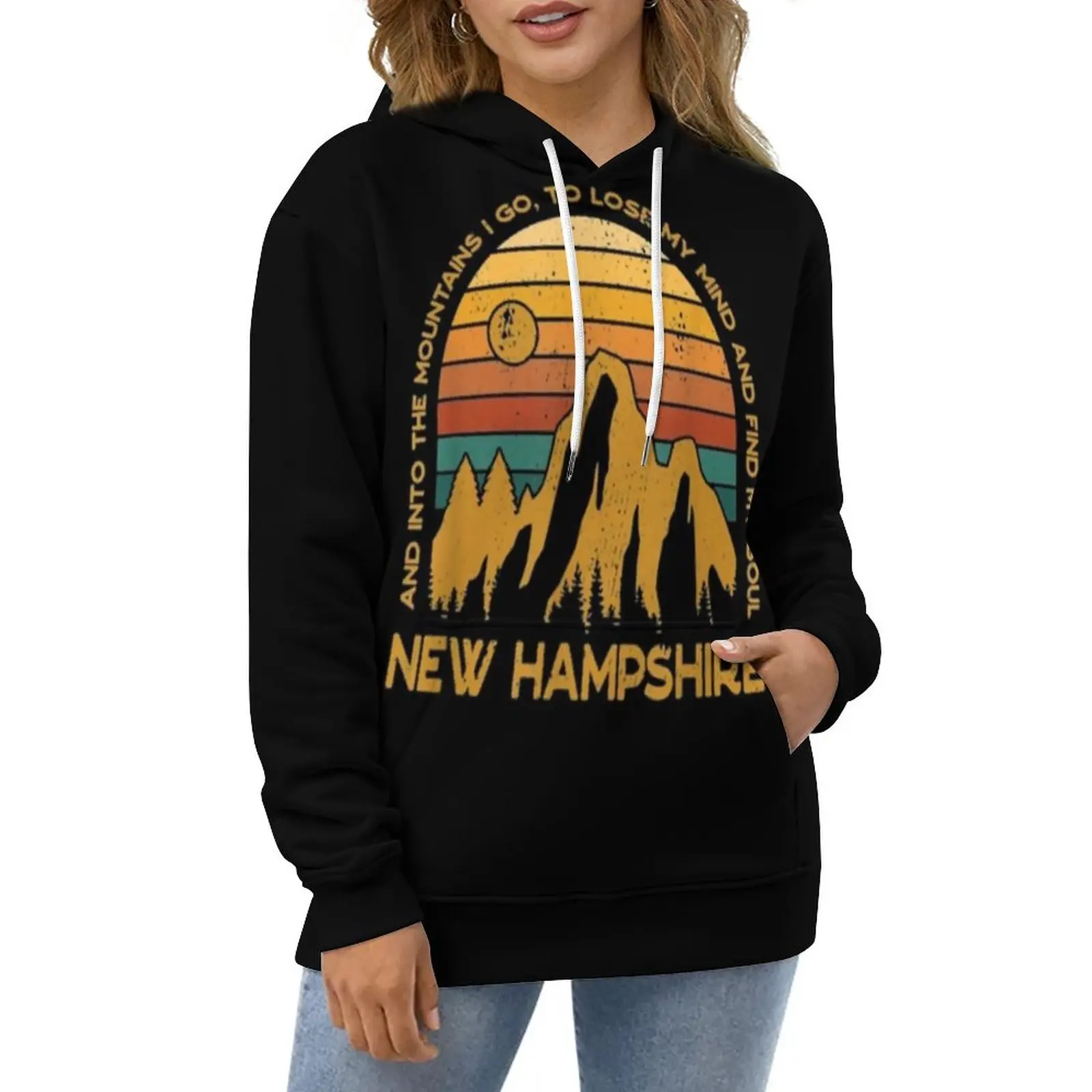 

Into The Mountains Casual Hoodies I Go New Hampshire Souvenir Pullover Hoodie Oversized Streetwear Loose Hooded Sweatshirts