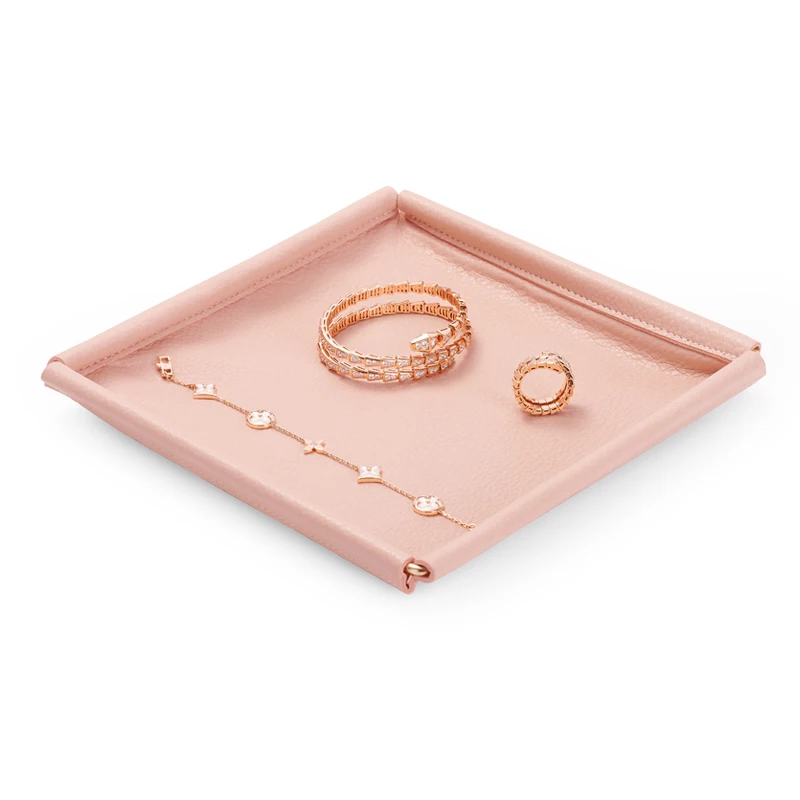 Jewelry tray creative pink PU leather edge necklace bracelet ring jewelry boutique display tray