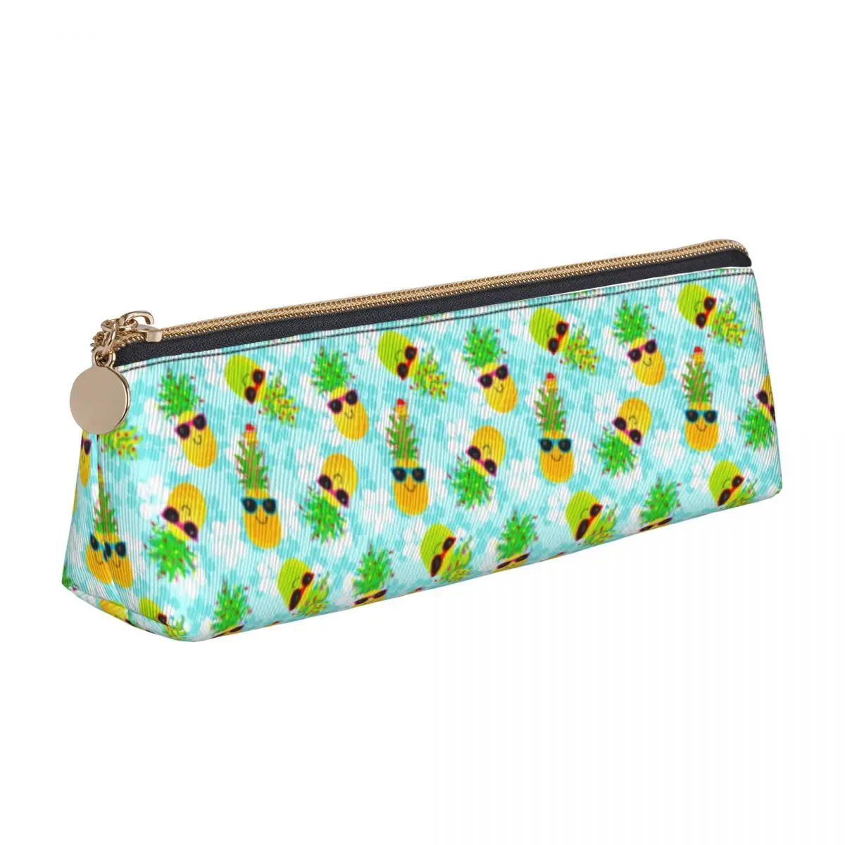 

Рождественские ананасы, искусственная кожа, забавный Тропический Принт, милый пенал на молнии, Подростковый кожаный Органайзер для ручек