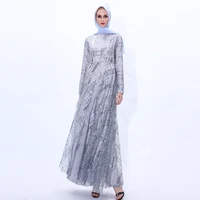 gorgeous party style fancy sequins abaya dress muslim women long a line dress female evening dress ball gown