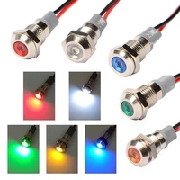 10pc 8mm led metal indicator light waterproof signal lamp instruction dot light red yellow blue green white 3 6v 12 24v 110 220v
