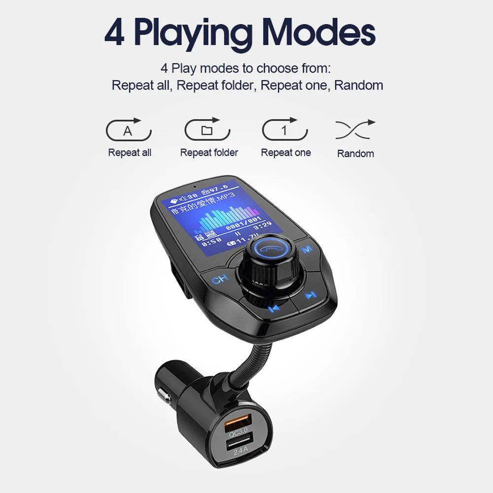Автомобильный MP3 музыкальный плеер с поддержкой U-диска/TF-карты/AUX-IN Play QC3.0