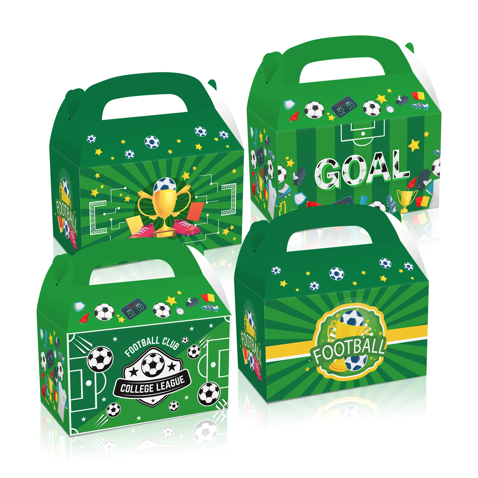 

DD116 4Pcs Sports Soccer Football Game Party Favor Box Birthday Party Candy Packing Gift Boxes Bags Baby Shower Party Decoration