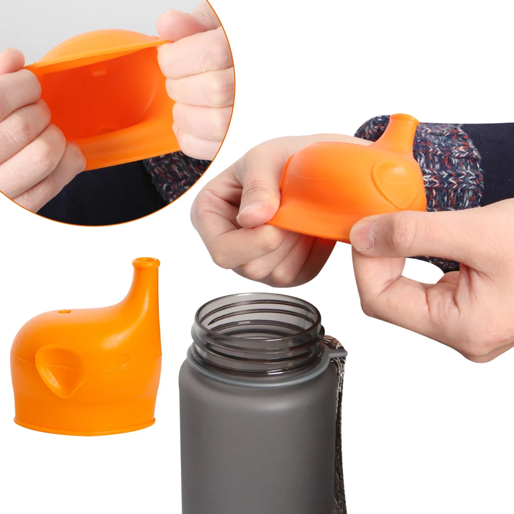 

Elephant-Shaped Silicone Cup Lid Children Training Suction Cup Drink Bottle Spill-proof Cap Nozzle Soft Water Bottle Mouth cover