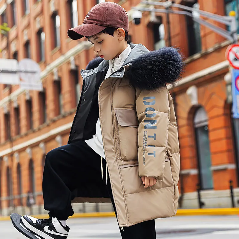 

Детская теплая зимняя куртка на утином пуху, с карманами