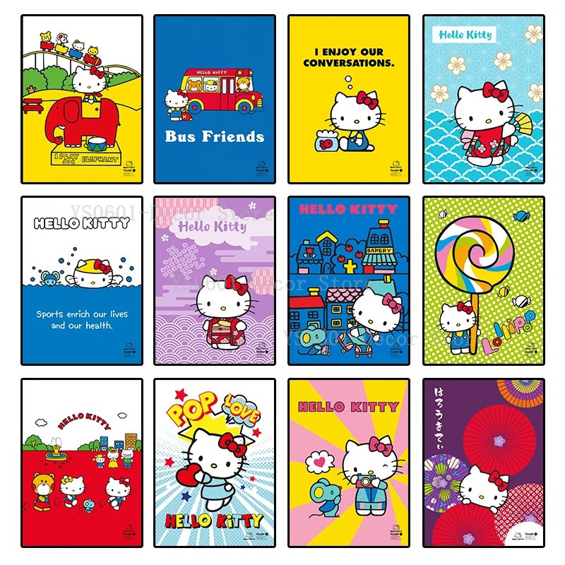 

Cartoon Hello Kitty Poster Cute Kids Room Decor Wall Art Pictures Canvas Painting Japanese Anime Mural Living Room Decoration