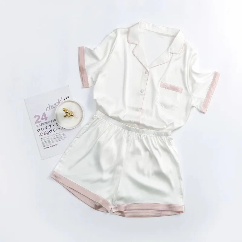 Silk pajamas women's summer short-sleeved shorts thin section sweet girly temperament ice silk home service suit