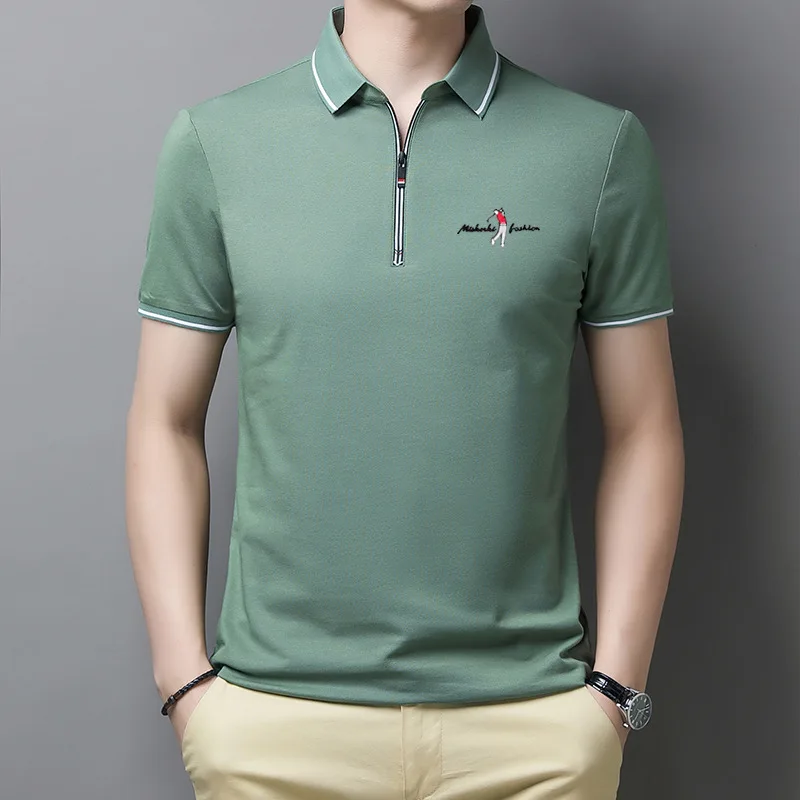 

Golf Polo Shirts For Men Short Sleeve Half Zipper Lapel Tops Casual Slim Trend Good Quality Tees 2022 Summer Designer Clothing