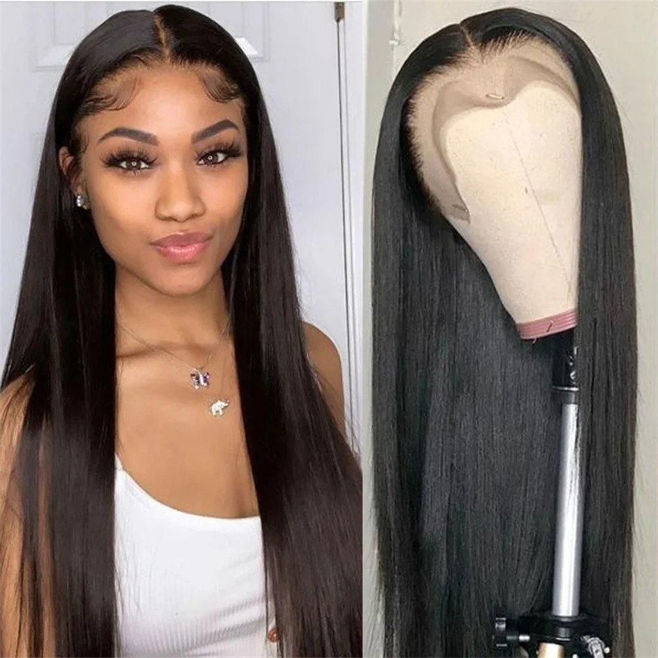 

Middle Part Human Hair Wigs For Women 13x4x1 T Part Lace Wig Brazilian Remy Hair Bone Straight Lace Part Wigs Pre Plucked