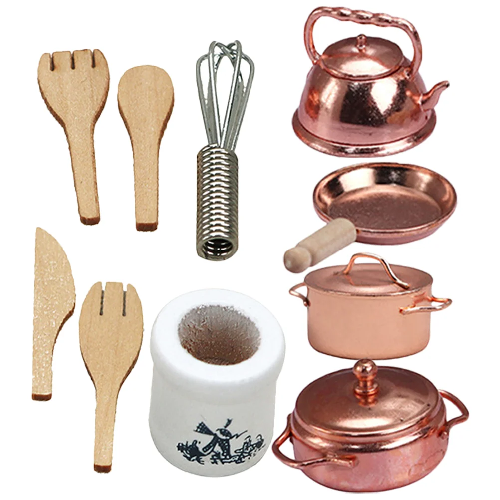 

Role Play Toys Kids 1:12 Scale Utensils Baby Miniature Kitchen Utensils Alloy Play Pots Pans Dishes Sets Child