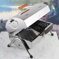 Stainless Steel Wood Grill Portable Folding Simple Indoor Grill BBQ Grill Outdoor Kitchen Stainless Steel Grill Barbecue Tool