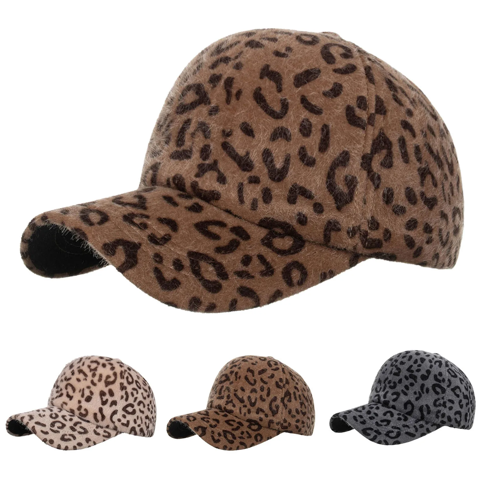 Осенне-зимняя бейсболка с леопардовым принтом