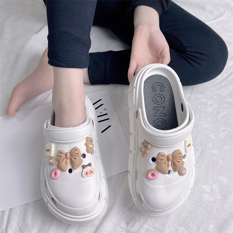 Shevalues Women Outdoor Clogs Slippers Fashion Thick Sole Sandals Summer Female EVA Non-slip Flip Flops Garden Shoes Home Slides