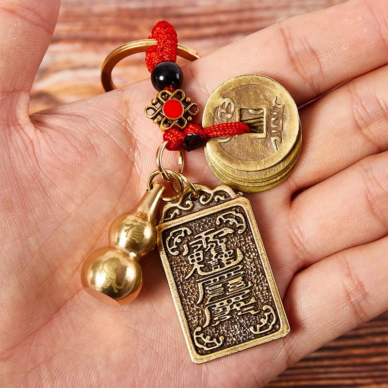 

2022 Tai Sui Fu Tiger Year Card Ben Ming Annualized Cinnabar Gourd Pendant Bronze Medal Keychain Feng Shui Zodiac for Phone