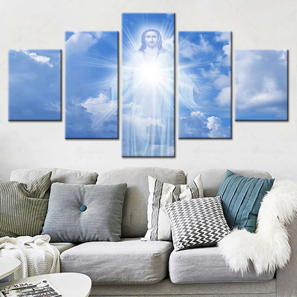 

Модульная картина artsail HD с изображением солнечного света, домашний декор, статуя Иисуса, картина, 5 панелей, холст, постер, нерамка, настенное искусство