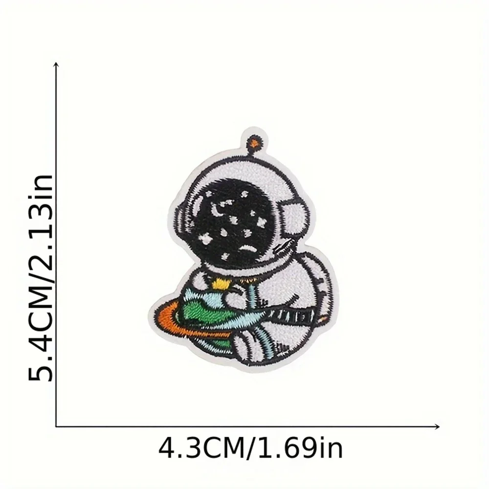 Embroidered Patch Iron On Patches for Clothing Pocket Astronaut Clothes Stickers Fabric Sewing Thermal Adhesive Applique Fusible