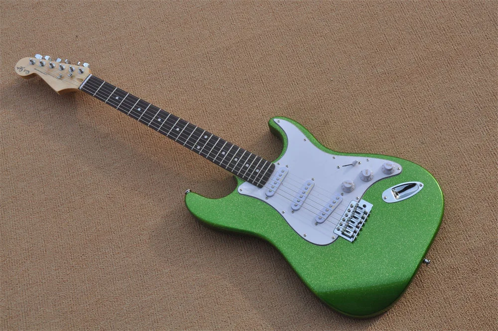 

China guitar factory custom New Silver powder metal ST electric guitar reversed headstock guitar real photos in stock 331