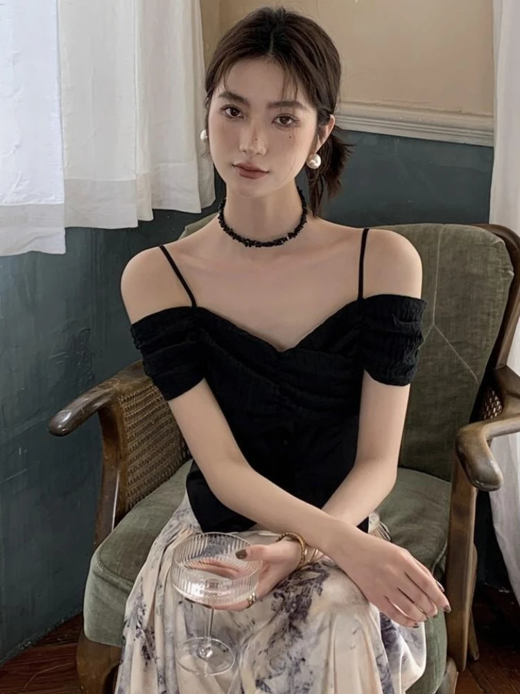 Блузки женские плиссированные уличные сексуальные Gyaru модный корейский стиль