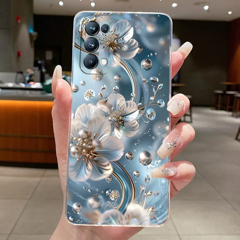 Фото Чехол для OPPO Reno 5 Pro 5K 5G 4G, модный чехол с бабочками и цветами, прозрачный силиконовый мягкий чехол из ТПУ, чехол для телефона Reno5 5Pro №2