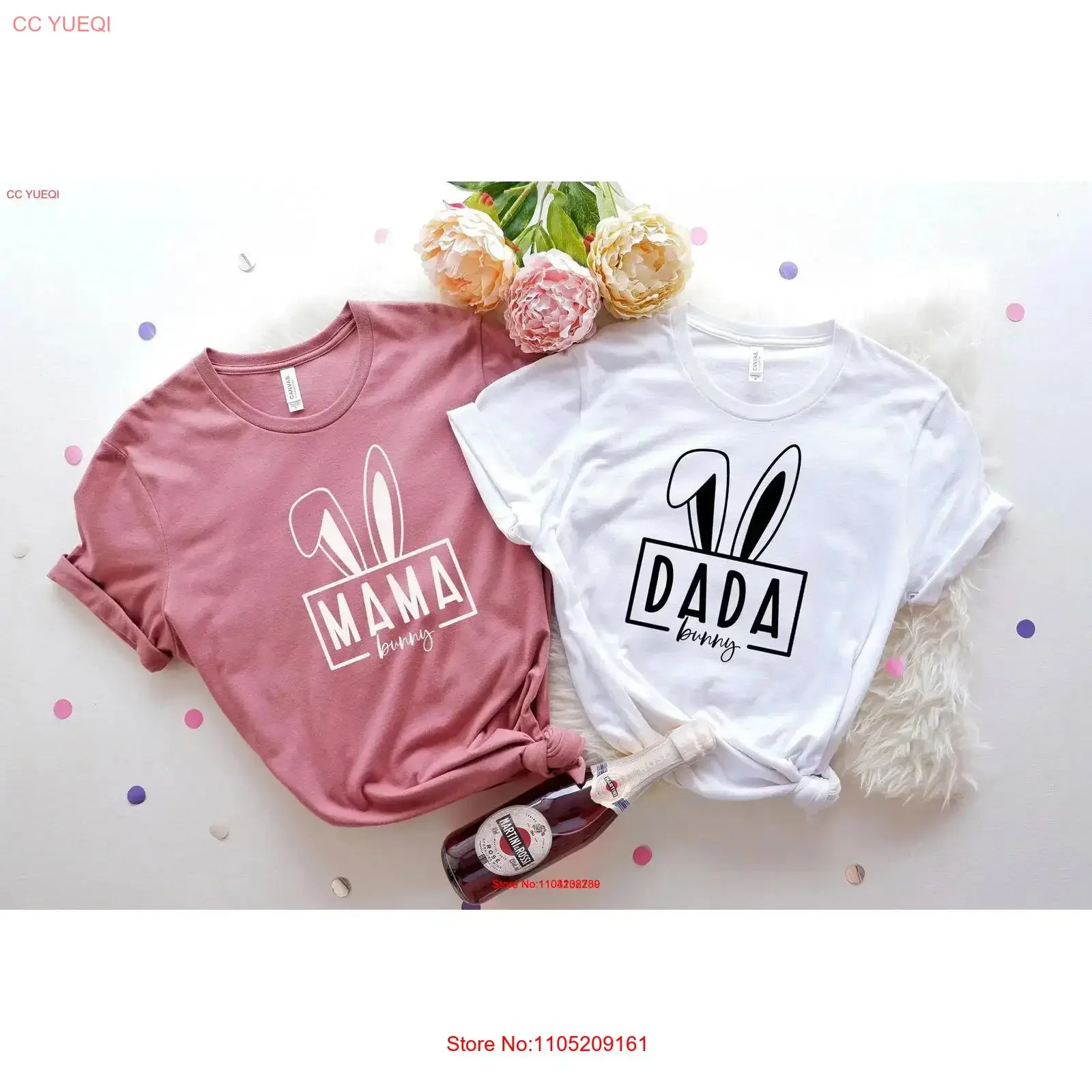 Фото Пасхальная футболка Mama Bunny Daddy Bunn для пар, винтажный стираный топ MamaT в стиле ретро для повседневной носки, дышащая повседневная одежда №1