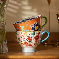 flower breakfast oatmeal cup ceramic milk coffee mug hand painted office water teacup microwave safe birthday gifts